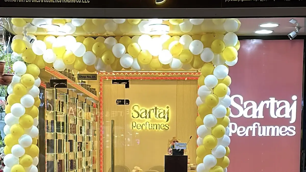 Opening day outside Sartaj Perfumes in Al Karama